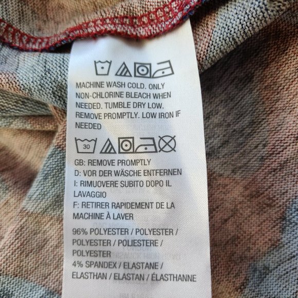 LOGO by Lori Goldstein Printed Tunic Top Size XL Red Blue Asymmetrical Pocket - Picture 7 of 7